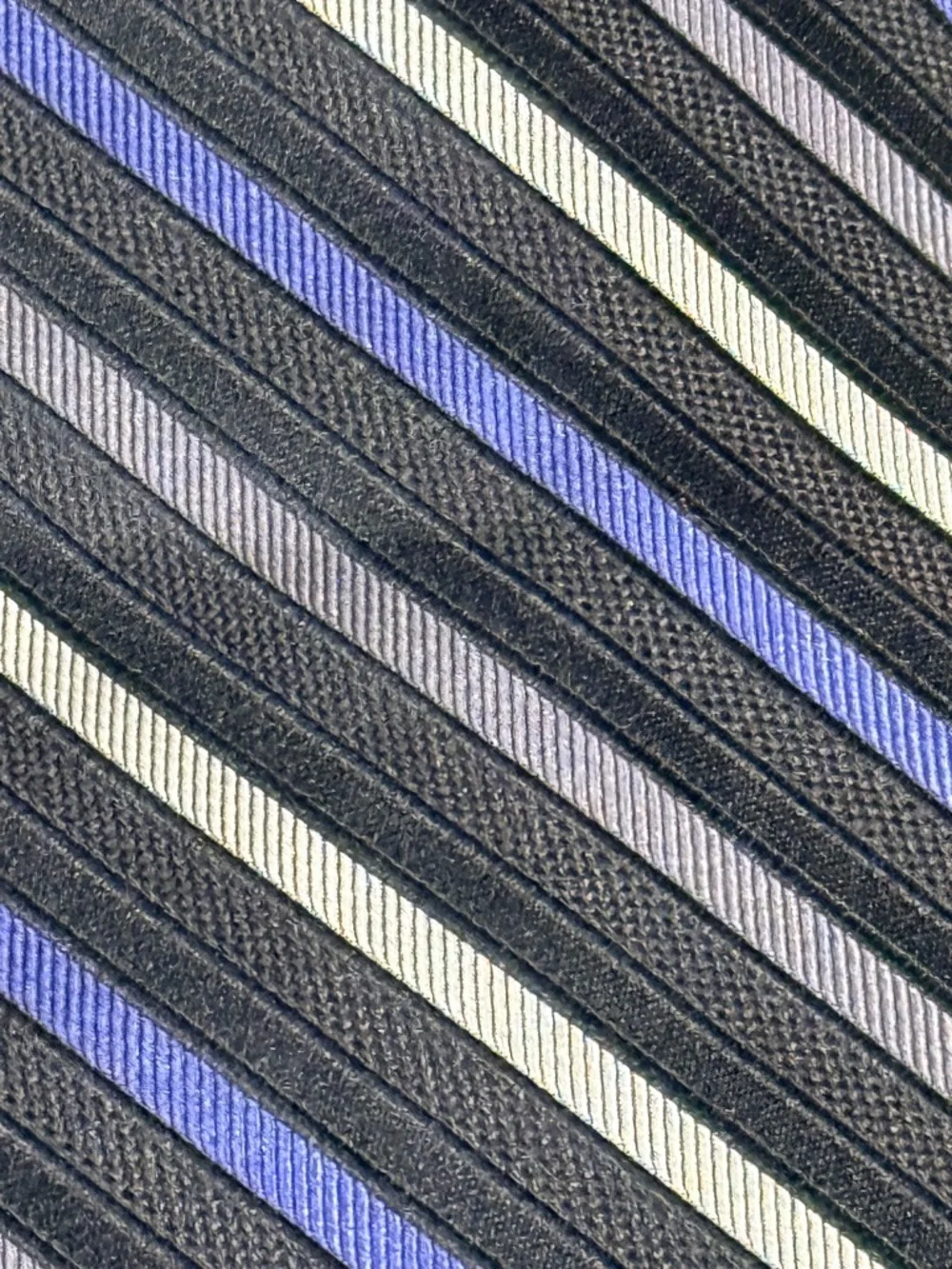 Classic Men’s Diagonal Stripe Tie in Black, Blue & Gray